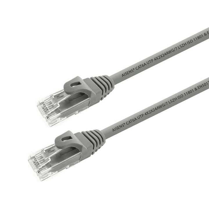 Aisens Cable de Red Latiguillo RJ45 LSZH Cat.6A 500 MHZ UTP AWG24 - 3m - Libre de Halogenos - 10 Gigabit/s - Color Gris 1