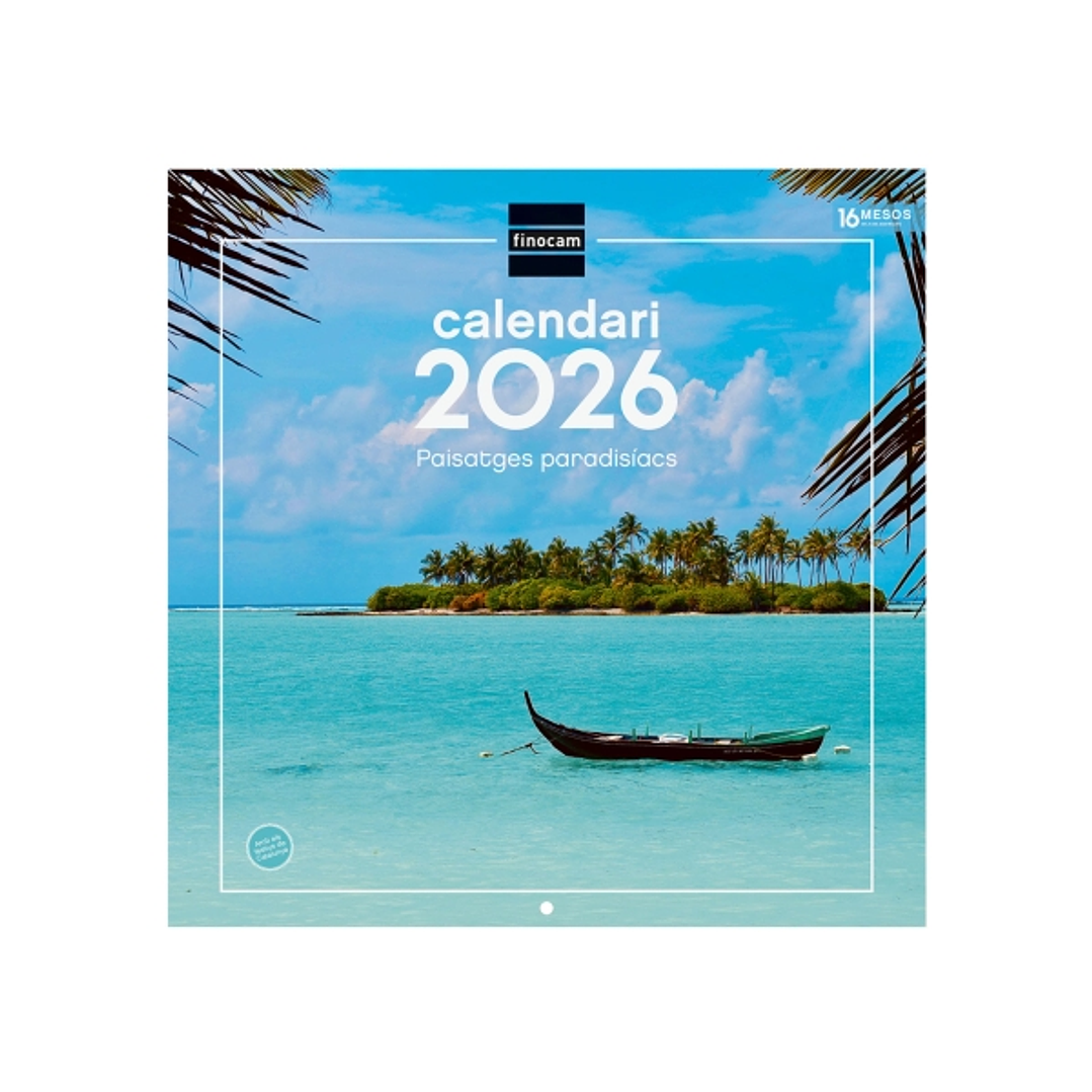 Finocam Calendario de Pared en Catalan - Anual 2026 - Imagenes Variadas - 300x300mm - Espacio para Escribir - Tematica de Paisajes 1