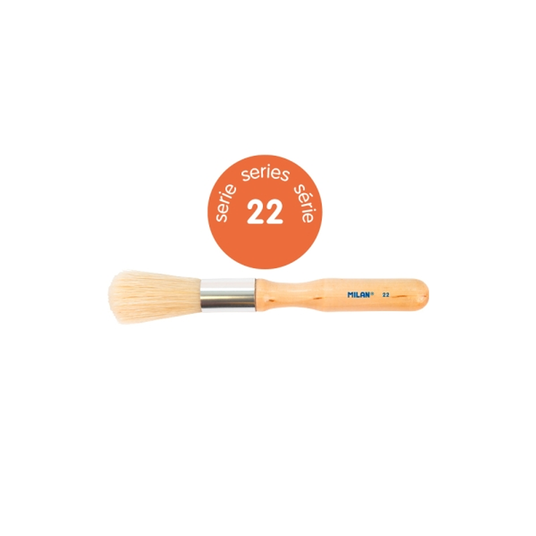 Milan 22 Pack de 3 Pinceles para Estarcido - Bolsa con Colgador - Pelo Largo - Mango Grueso - Color Madera Claro 1