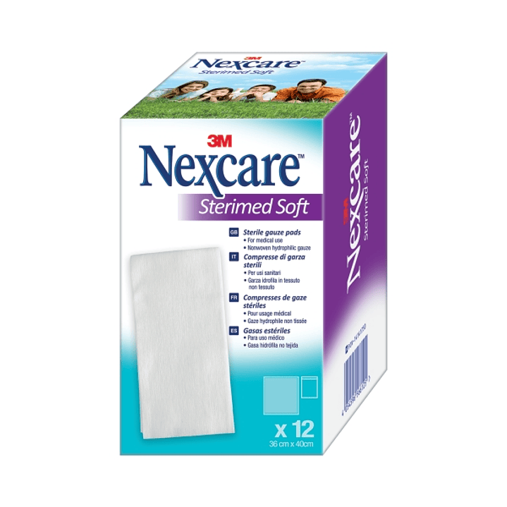 Nexcare Sterimed Pack de 12 Compresas de Gasa No Tejida - 36x40cm - Esteril - Transpirables - Hipoalergenicas - Color Blanco 1