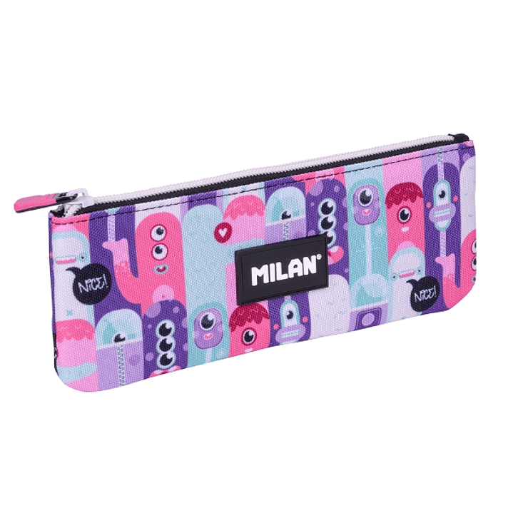 Milan Aliens 2 Estuche Portatodo Plano - Compacto - Cierre de Cremallera - 23x9x1.5cm - Color Rosa 1