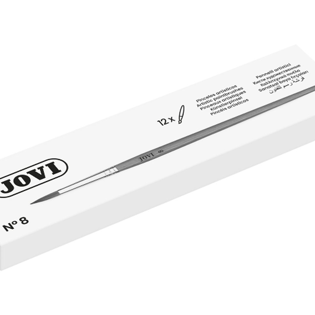 Jovi Pinceles Artisticos Pelo Poney Nº 8 - Pelo Natural - Mango de Madera - Calibre 00 al 12 - Punta Redonda - Pelo Suave - Color Varios 1