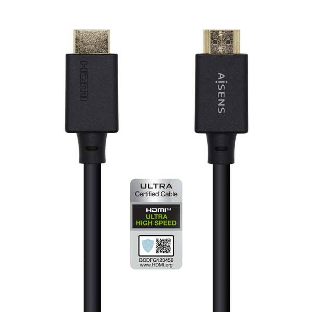Aisens Cable HDMI V2.1 Certificado Ultra Alta Velocidad 8K@60Hz 48Gbps - A/M-A/M - 2.0m - Color Negro 1