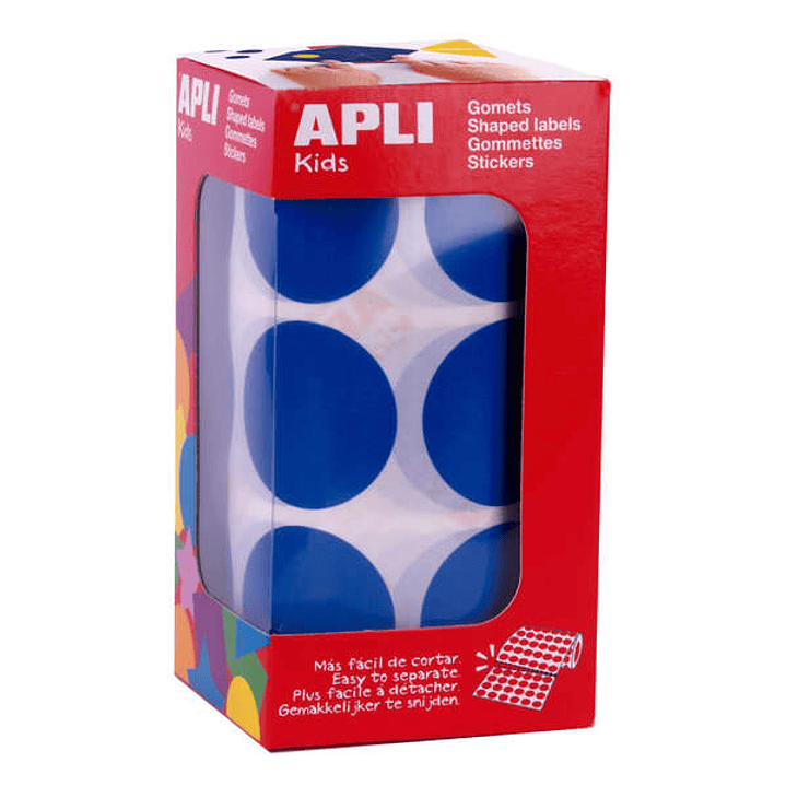 Apli Gomets XL Redondos Azules - Ø 33mm - Adhesivo Permanente - 708 Gomets por Rollo - Ideal para Desarrollar Habilidades 1