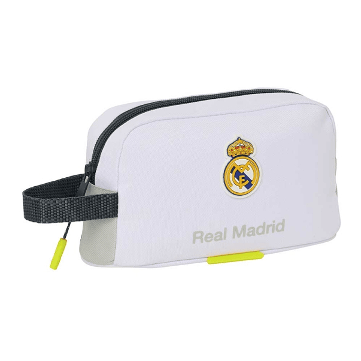 Safta Real Madrid Bolsa Isotermica Porta Alimentos de 1.7L - Asa de Mano - Cierre de Cremallera - 21.5x12x6.5cm - Color Blanco y Negro 1