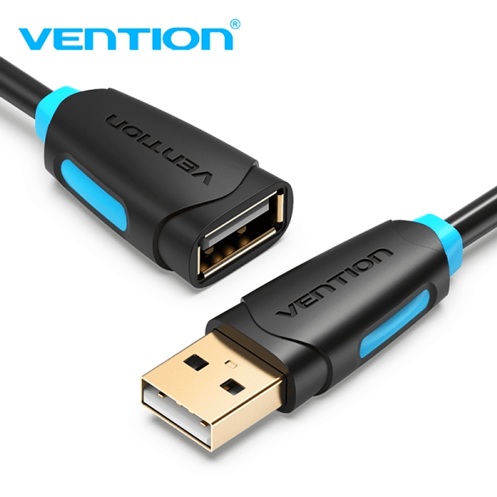 Vention Cable Extension USB 2.0 - Contactos Dorados - Transmision 0.48Gbps - Aislamiento PVC - Color Negro 1