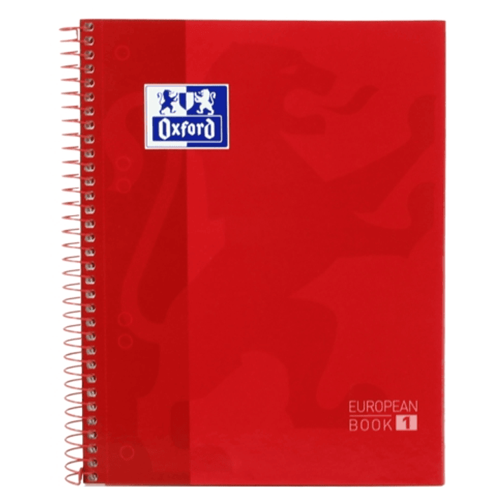 Oxford School Classic A5+ Europeanbook - Tapa Extradura - Cuadricula 5x5 - 80 Hojas - Color Rojo 1