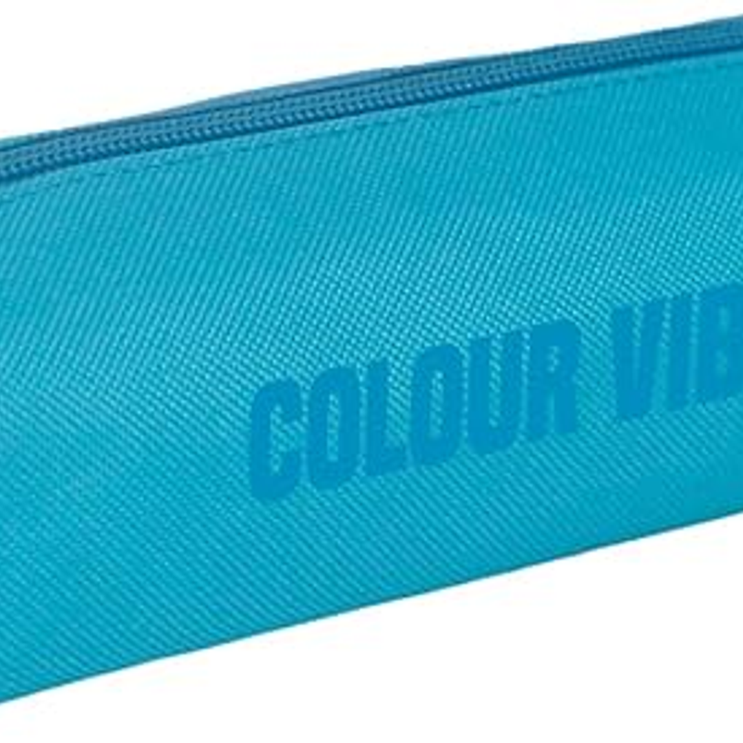 Dohe Colour Vibes Portatodo Cuadrado - Cierre con Cremallera y Tirador de Goma - Color Azul Cyan 1