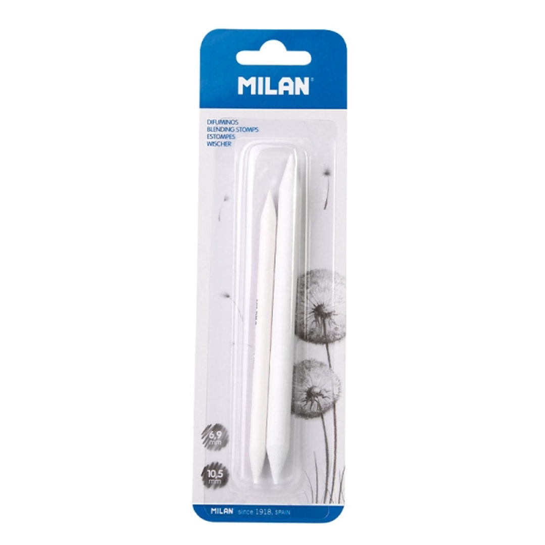 Milan Pack de 2 Difuminos - Diametro de 6.9 y 10.5mm - Recomendado para Bellas Artes - Color Blanco 1