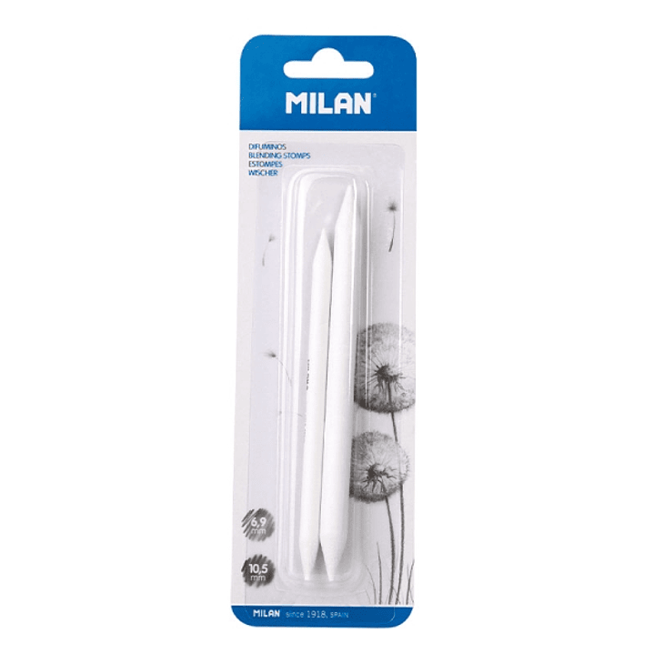 Milan Pack de 2 Difuminos - Diametro de 6.9 y 10.5mm - Recomendado para Bellas Artes - Color Blanco 1