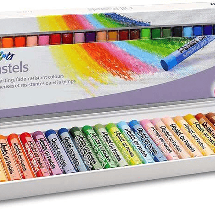 Pentel Oil Pastels Pack de 25 Pasteles Oleo - Blandos, Cremosos y de Secado Lento - Colores Surtidos 1