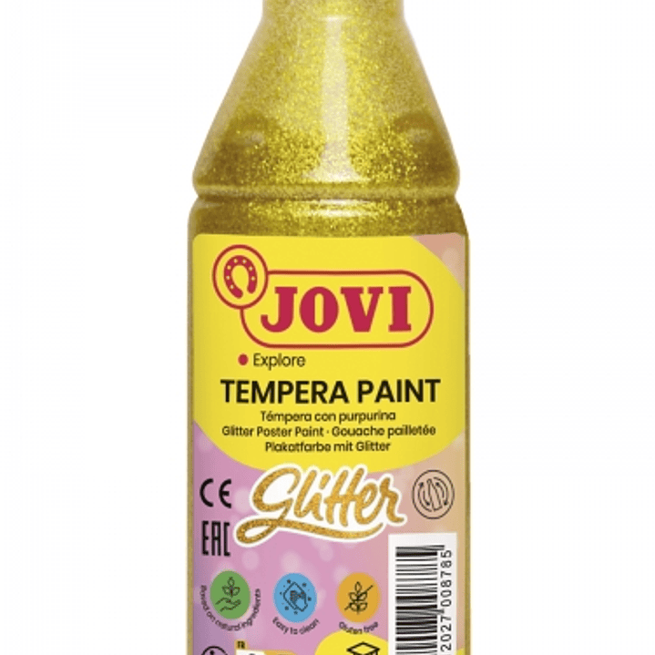 Jovi Glitter Tempera Liquida Base Agua 250ml - Particulas de Purpurina - Excelente Rendimiento - Secado Rapido - Fluidez Optima - Adherencia en Multip 1