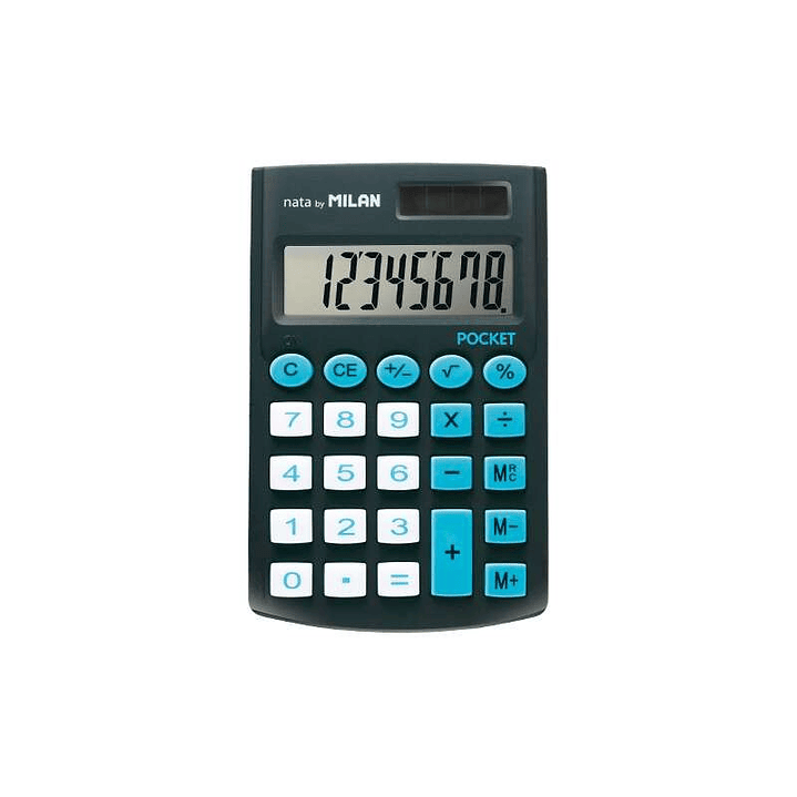 Milan Pocket Calculadora de Bolsillo con Pantalla de 8 Digitos - 3 Teclas de Memoria y Raiz Cuadrada - Teclas con Tacto Suave - Color Negro 1