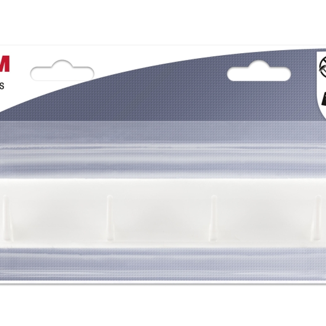 3M Ganchos Adhesivos en Barra - Barra con 4 Ganchos - Soporta hasta 1.9kg - Color Blanco 1