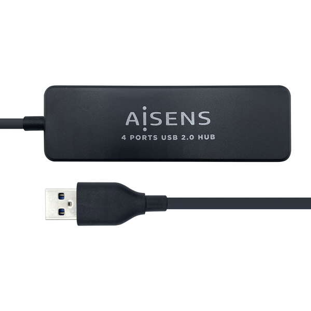 Aisens HUB USB 2.0 - Tipo A Macho a 4xTipo A Hembra - 30cm - Color Negro 1