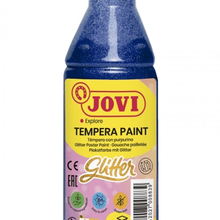 Jovi Glitter Tempera Liquida Base Agua 250ml - Particulas de Purpurina - Excelente Rendimiento - Secado Rapido - Fluidez Optima - Adherencia en Multip 1