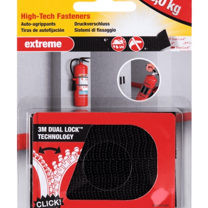 Scotch Extreme Cierres Adhesivos Reposicionables - 25mm x 75mm - Soporta hasta 5kg - Color Negro 1