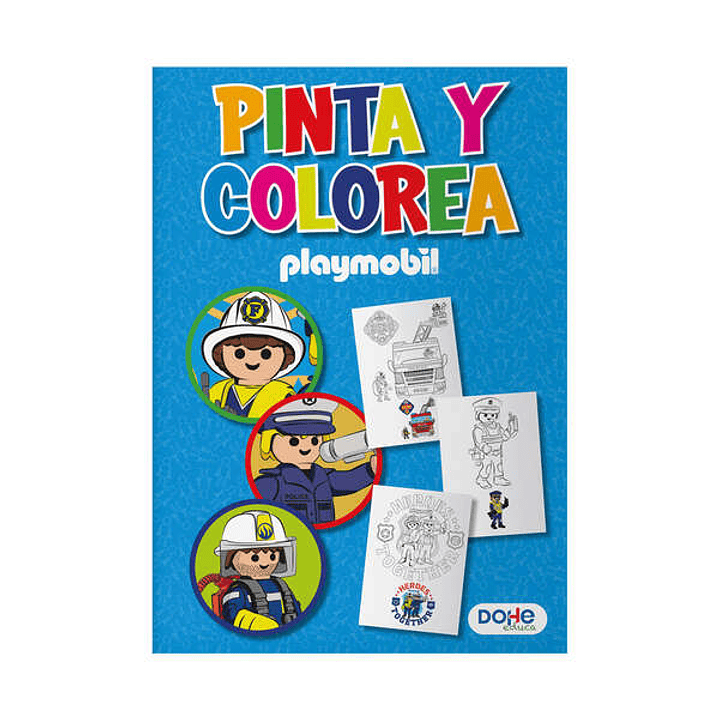 Dohe Libro de Colorear Playmobil Police - Cubierta de Cartulina de 350gr - Interior de 30 Hojas en Papel de 120gr - Ideal para Lapices de Colores y Pi 1