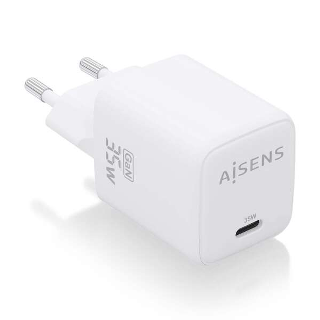 Aisens Cargador Gan 35W - 1xUSB-C PD3.0 QC4.0 - Color Blanco 1