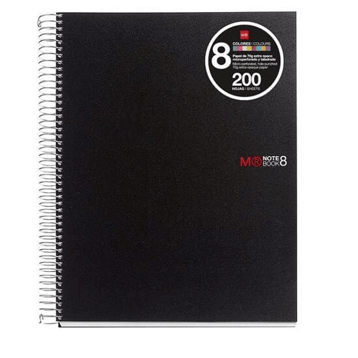 Miquel Rius Notebook8 Cuaderno de Espiral Formato A5 - 200 Hojas de 70 gr Microperforadas con 4 Taladros - Cubiertas de Polipropileno - Cuadricula 5x5 1