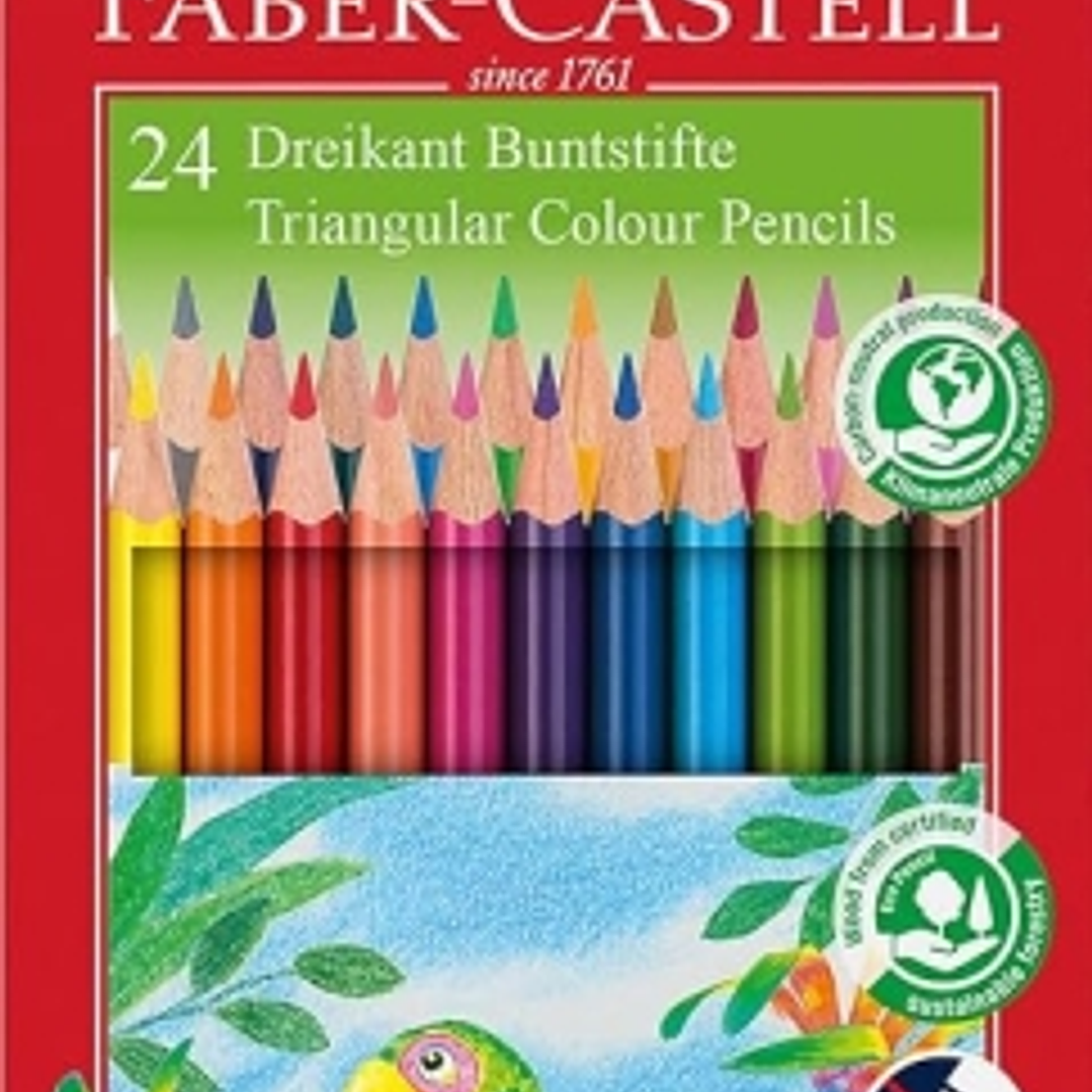 Faber-Castell Super Mine Ergonomics Pack de 24 Lapices de Colores Triangulares Ergonomicos - Mina de 4mm - Resistencia a la Rotura - Colores Surtidos 1