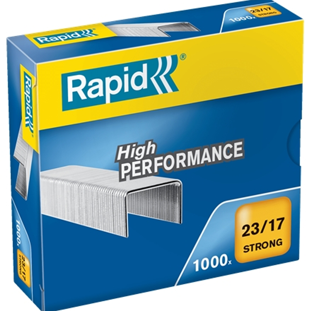 Rapid Strong Caja de 1000 Grapas 23/17 - De 110 a 140 Hojas - Alambre Reforzado Galvanizado - Patilla de 17mm 1