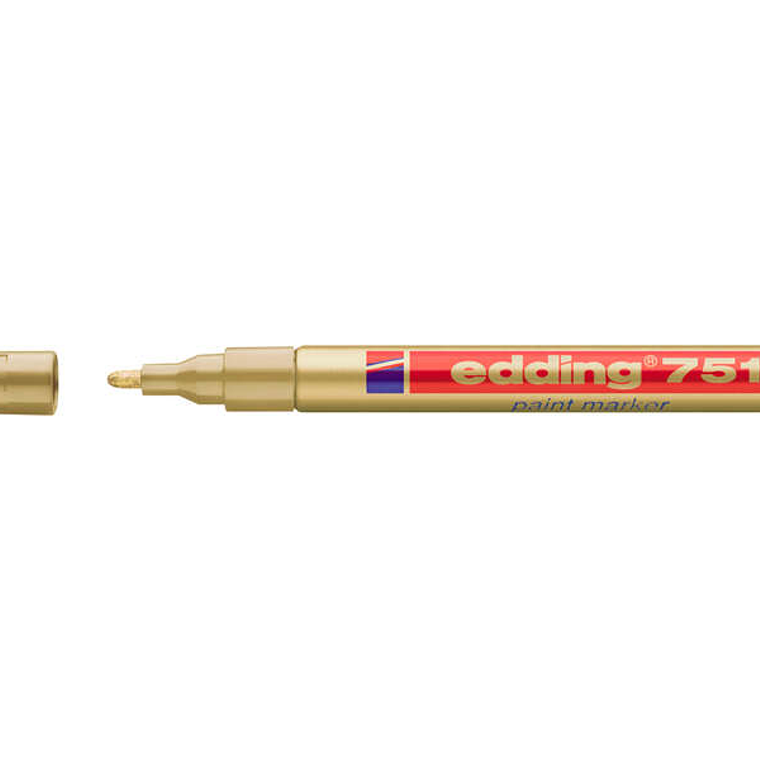 Edding 751 Rotulador Permanente - Punta Redonda - Trazo entre 1 y 2 mm. - Tinta Opaca - Secado Rapido - Color Oro 1