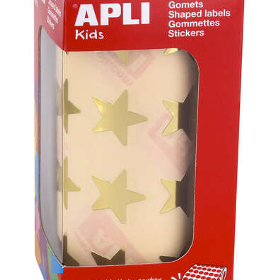 Apli Gomets Estrella Oro Metalizado - Tamaño 19.5mm - Adhesivo Permanente - 1416 Gomets por Rollo - Ideal para Actividades Creativas con Niños 1