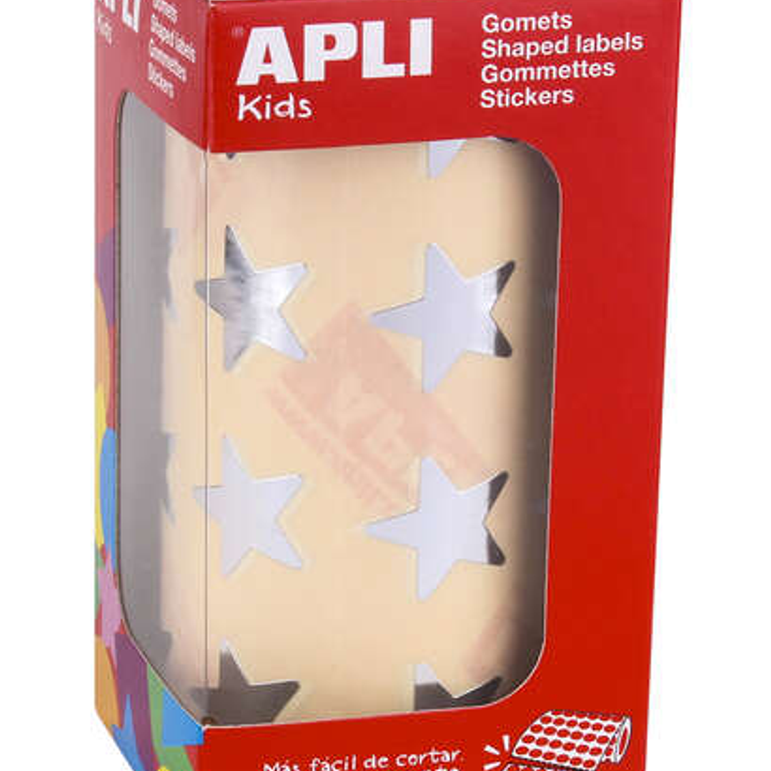 Apli Pack de1.416 Gomets con Forma de Estrella - Tamaño 19.5mm - Adhesivo Base Agua - Normas EN-71 y FSC - Color Plata 1