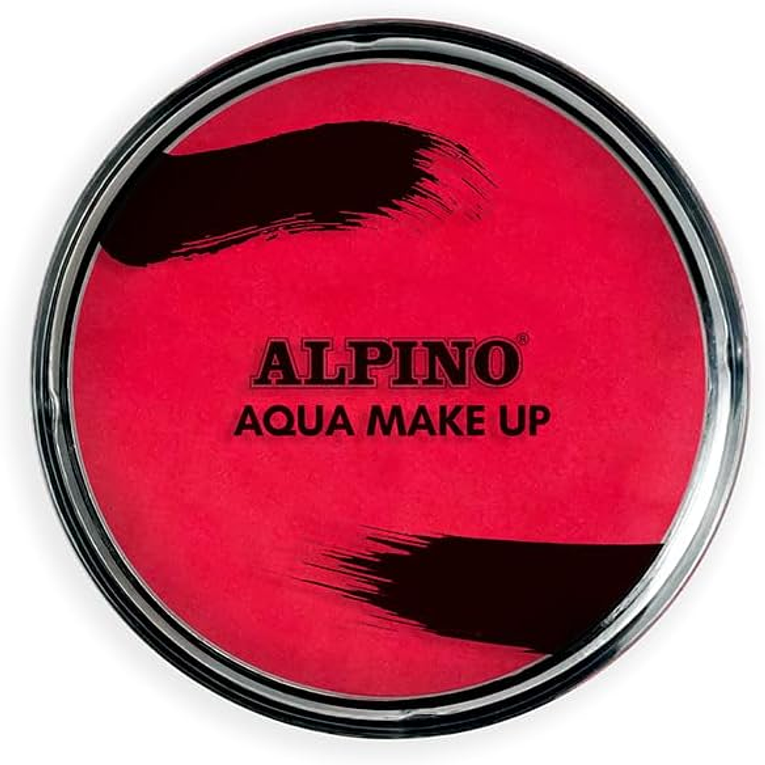 Alpino Aqua Make-up Polvera de Maquillaje Facial Acuarelable - Se Lava con Agua y Jabon - Color Rojo 1