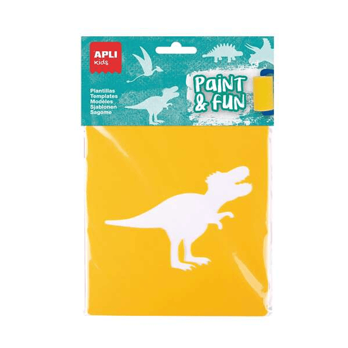 Apli Kids Bolsa de 6 Plantillas de Dinosaurios - 8 Formas de Animales - Polipropileno Flexible - Lavables - Colores Surtidos 1