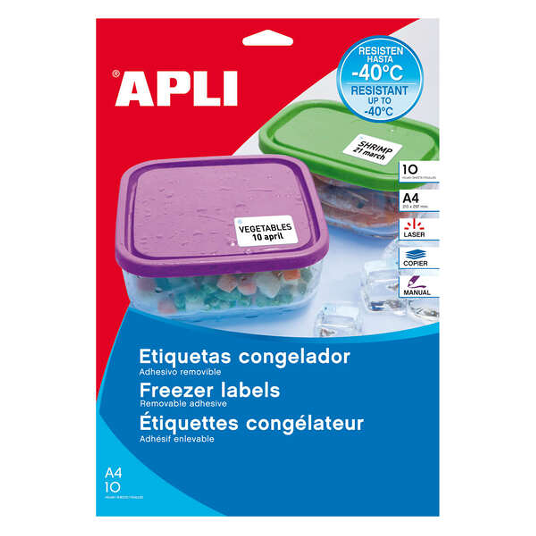 Apli Etiquetas Blancas Especial Congelador 63.5 x 33.9mm 10 Hojas 1