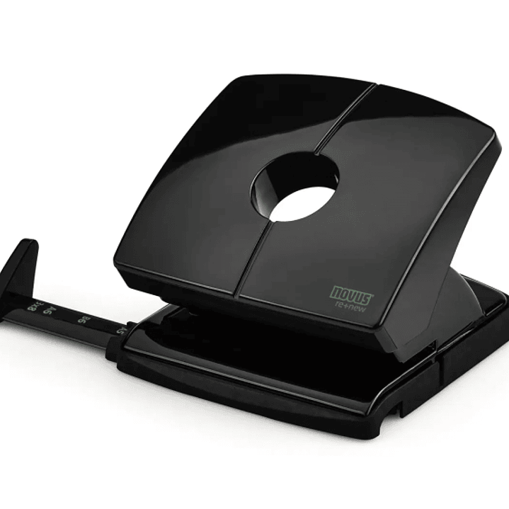 Novus B 220 re+new Perforadora de Papel - Fabricada con Plastico Reciclado - Hasta 20 Hojas - Escala de Tope - Vaciado Facil - Punzones 5.5mm - Color  1