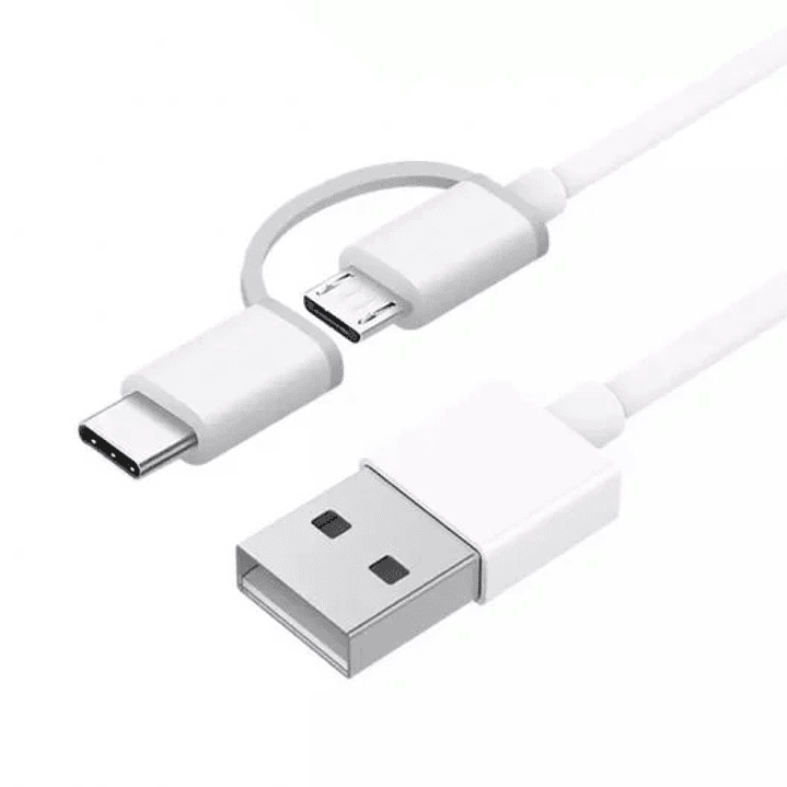 Xiaomi Cable USB-A a MicroUSB con Adaptador a USB-C - Longitud 1m - Color Blanco 1