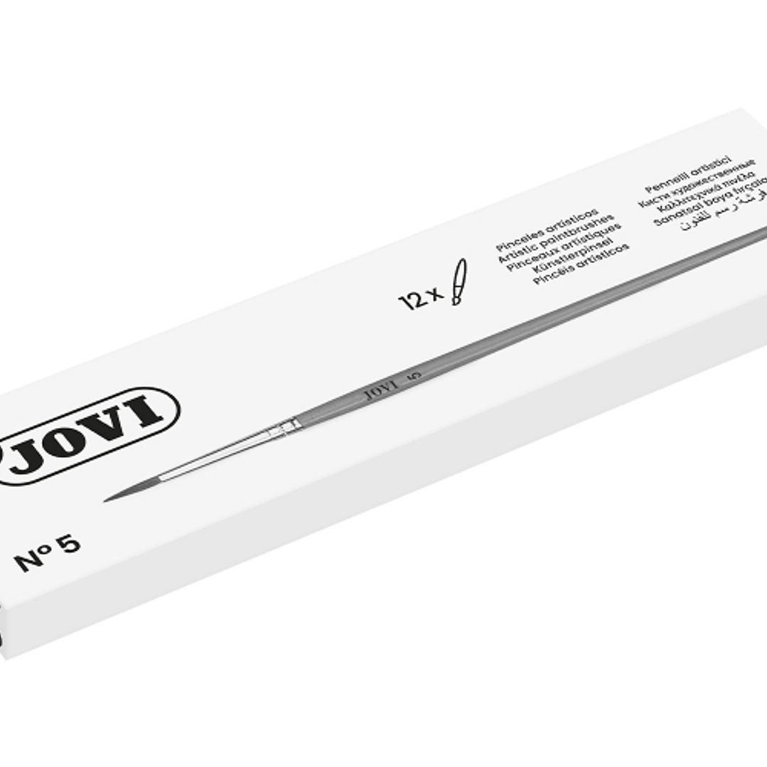 Jovi Pinceles Artisticos Pelo Poney Nº 5 - Pelo Natural - Mango de Madera - Calibre 00 al 12 - Punta Redonda - Pelo Suave - Color Varios 1