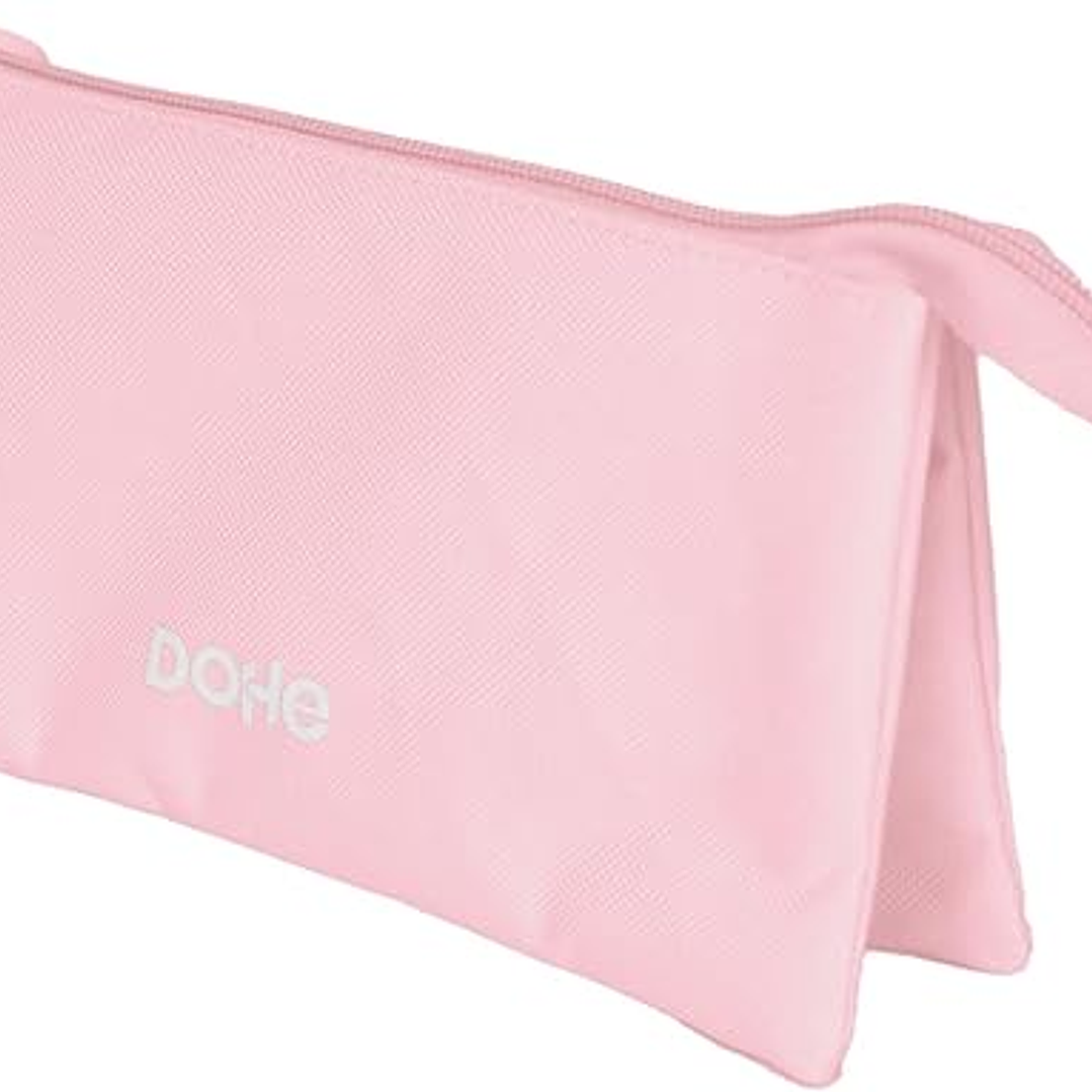 Dohe Serenity Portatodo Triple - Cierre Doble con Cremallera y Tirador de Goma - Color Rosa 1