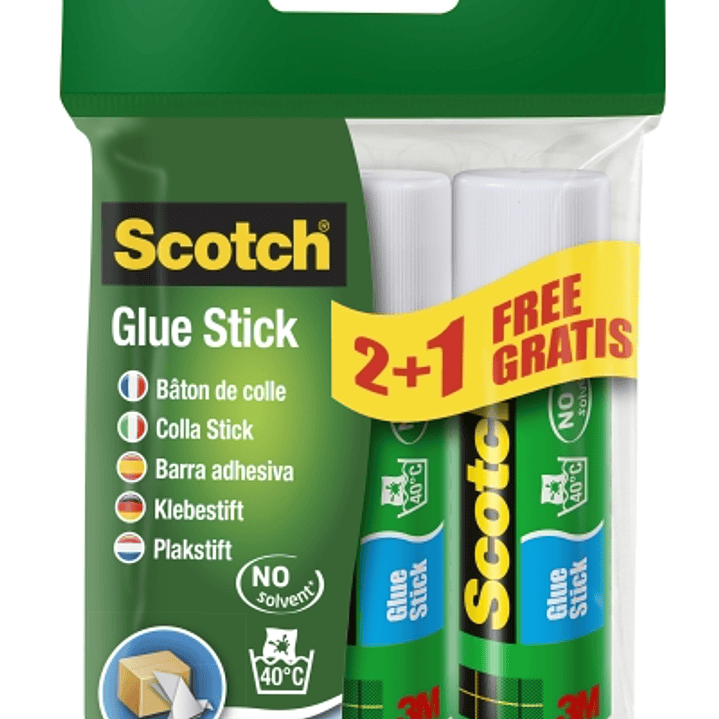 Scotch Pack de 3 Pegamentos en Barra Adhesivo Solido - 21gr por Unidad - Promocion 2 + 1 Gratis - Color Transparente 1