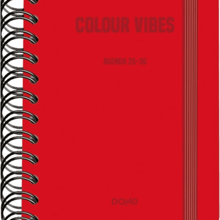 Dohe Colour Vibes Agenda Escolar 25/26 Espiral Wireo A6 - Dia Pagina - Papel 80g/m2 - 4 Hojas de Pegatinas - Cubierta de Carton Plastificado - Cierre 1