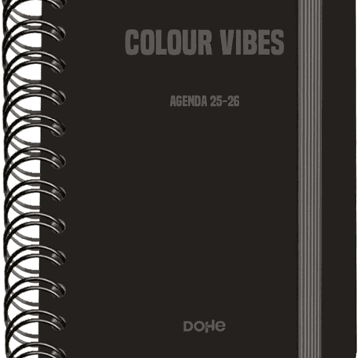 Dohe Colour Vibes Agenda Escolar 25/26 Espiral Wireo A6 - Dia Pagina - Papel 80g/m2 - 4 Hojas de Pegatinas - Cubierta de Carton Plastificado - Cierre 1