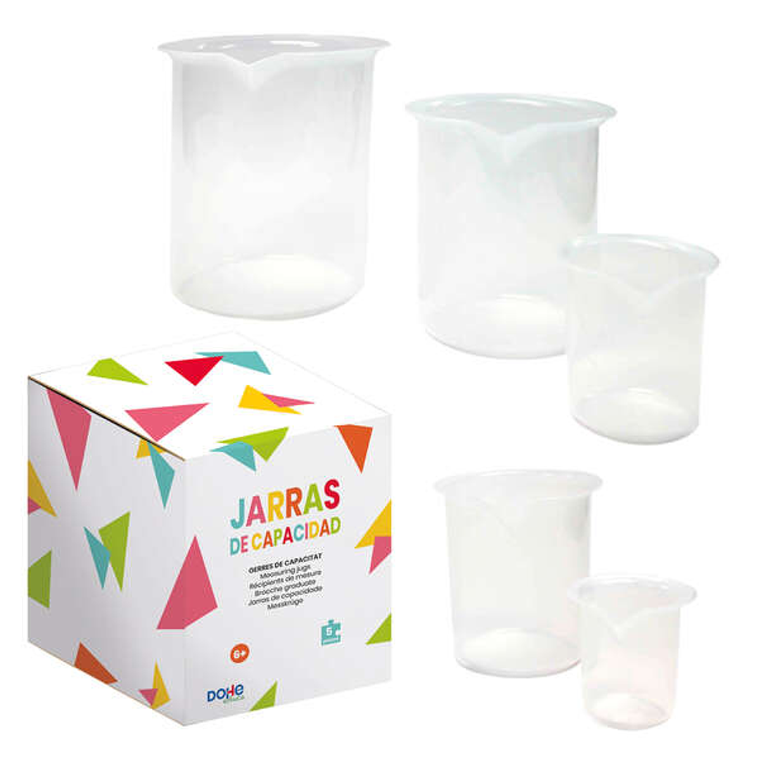 Dohe Juego de Jarras graduadas de Plastico - 1L, 0.5L, 0.25L, 100Ml, 50ml - Recomendado para Tercer Ciclo de Primaria 1