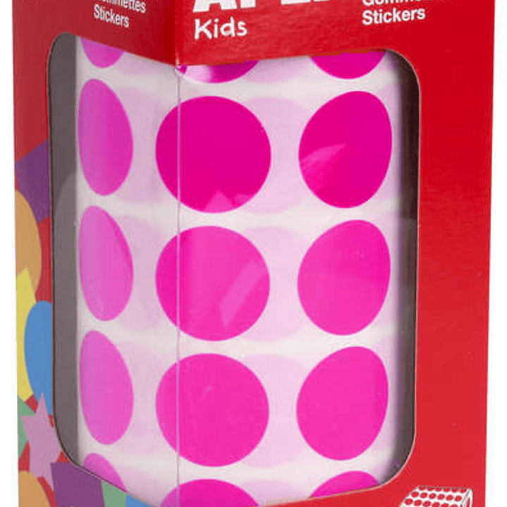 Apli Gomets Redondos Fucsia Ø 20mm - 59 Hojas Pretroqueladas - 1770 Gomets por Rollo - Ideal para Escuelas y Talleres Infantiles - Cumple Normas EN-71 1