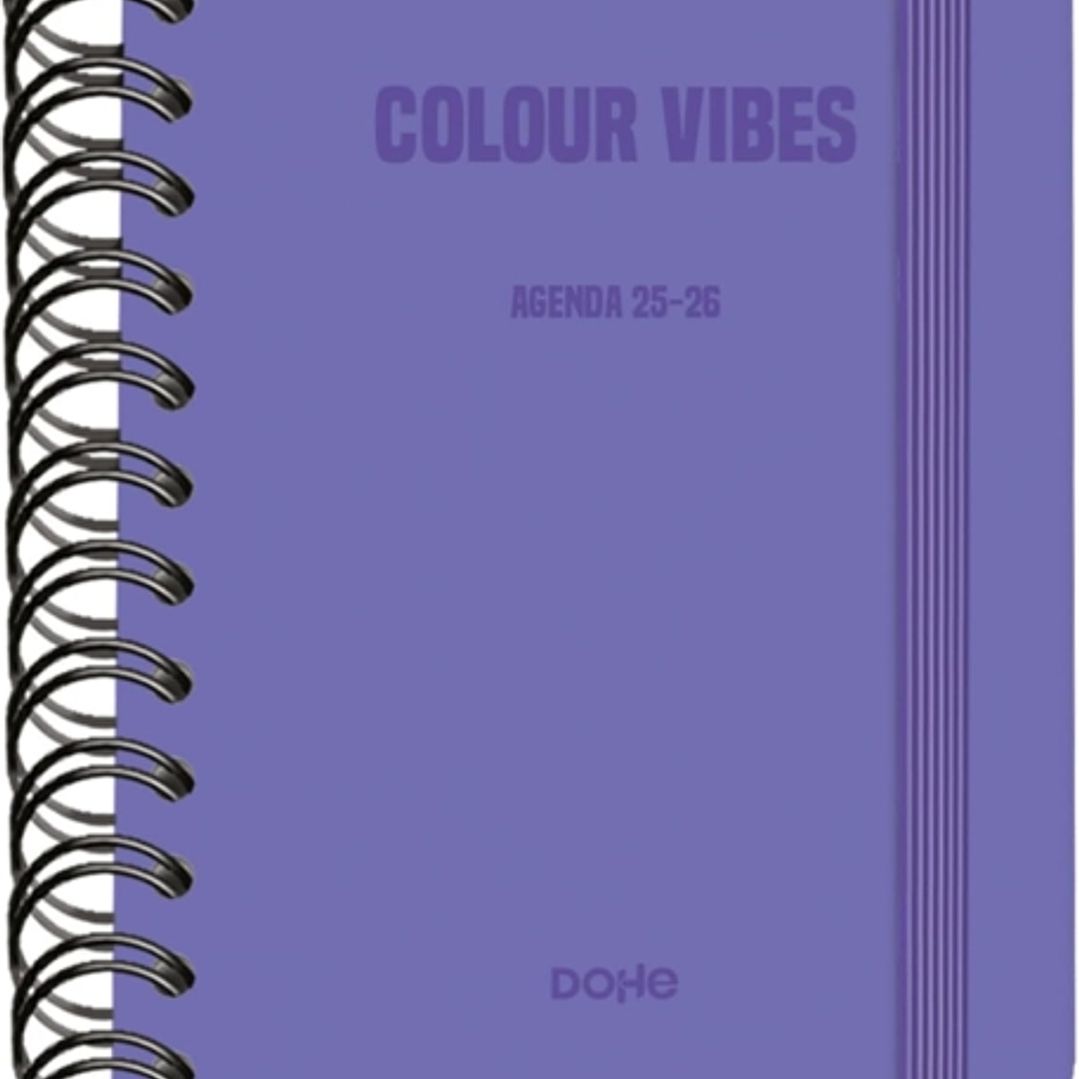 Dohe Colour Vibes Agenda Escolar 25/26 Espiral Wireo A6 - Dia Pagina - Papel 80g/m2 - 4 Hojas de Pegatinas - Cubierta de Carton Plastificado - Cierre 1