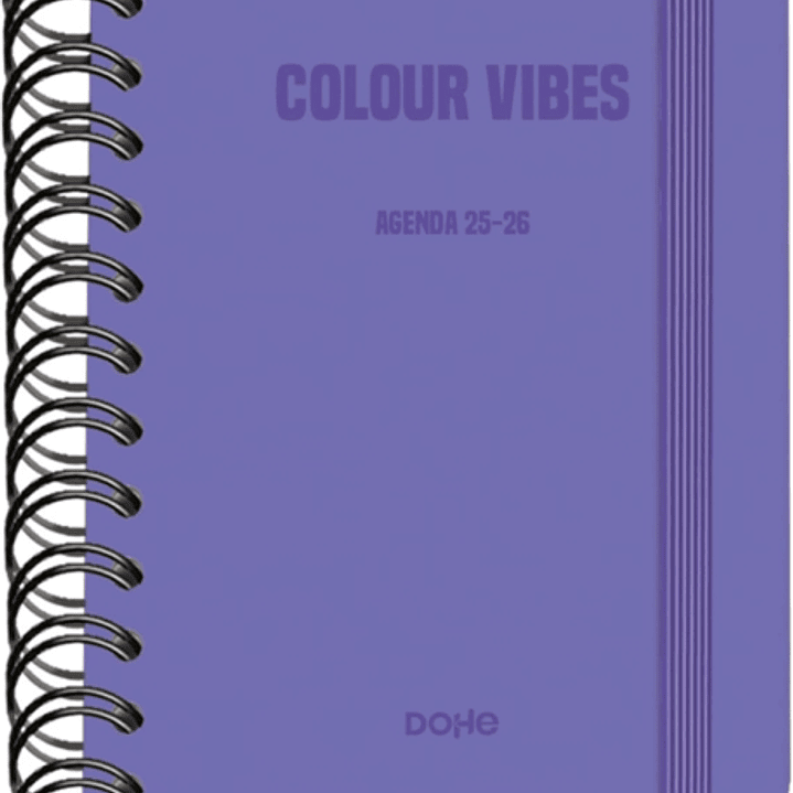 Dohe Colour Vibes Agenda Escolar 25/26 Espiral Wireo A6 - Dia Pagina - Papel 80g/m2 - 4 Hojas de Pegatinas - Cubierta de Carton Plastificado - Cierre 1