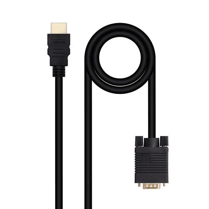 Nanocable Cable Conversor HDMI a VGA, HDMI/M-VGA/M 1.8m - Color Negro 1