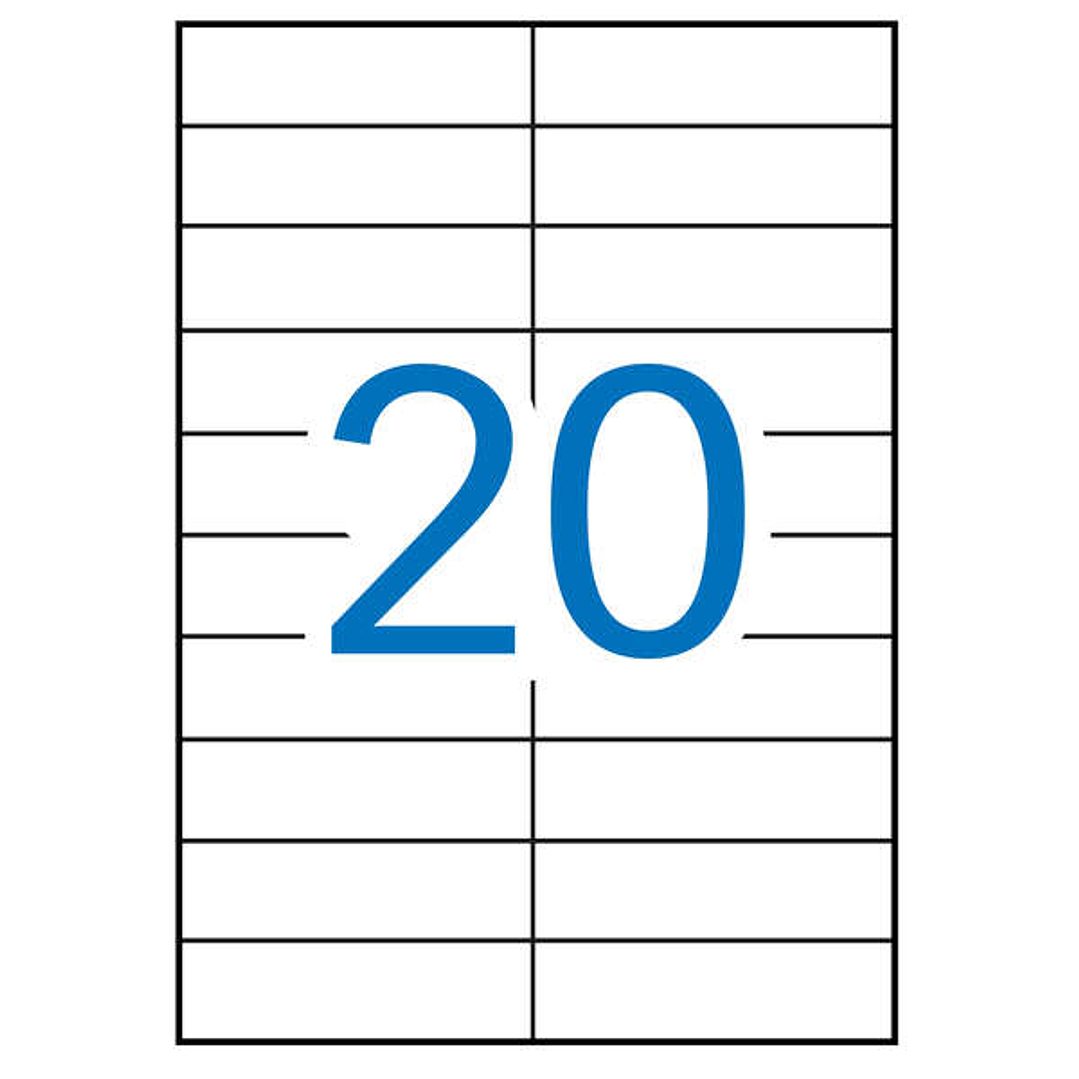 Apli Pack de 300 Etiquetas Rectangulares 21 x 74.6mm - Formato A5 - 15 Hojas por 20 Etiquetas - Adhesivo Permanente - Cantos Rectos - Color Blanco 1