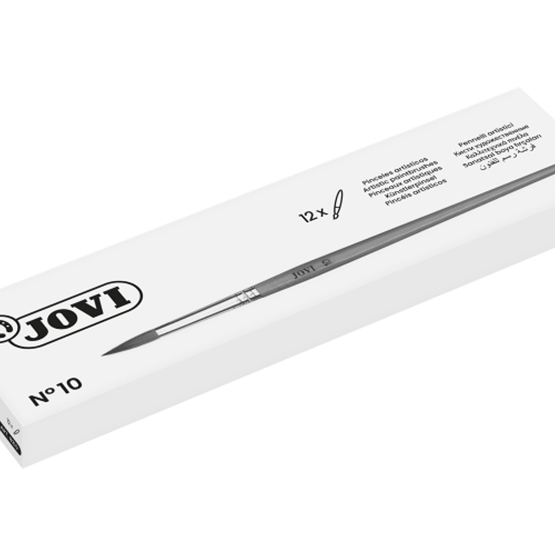 Jovi Pinceles Artisticos Pelo Poney Nº 10 - Pelo Natural - Mango de Madera - Calibre 00 al 12 - Punta Redonda - Pelo Suave - Color Varios 1