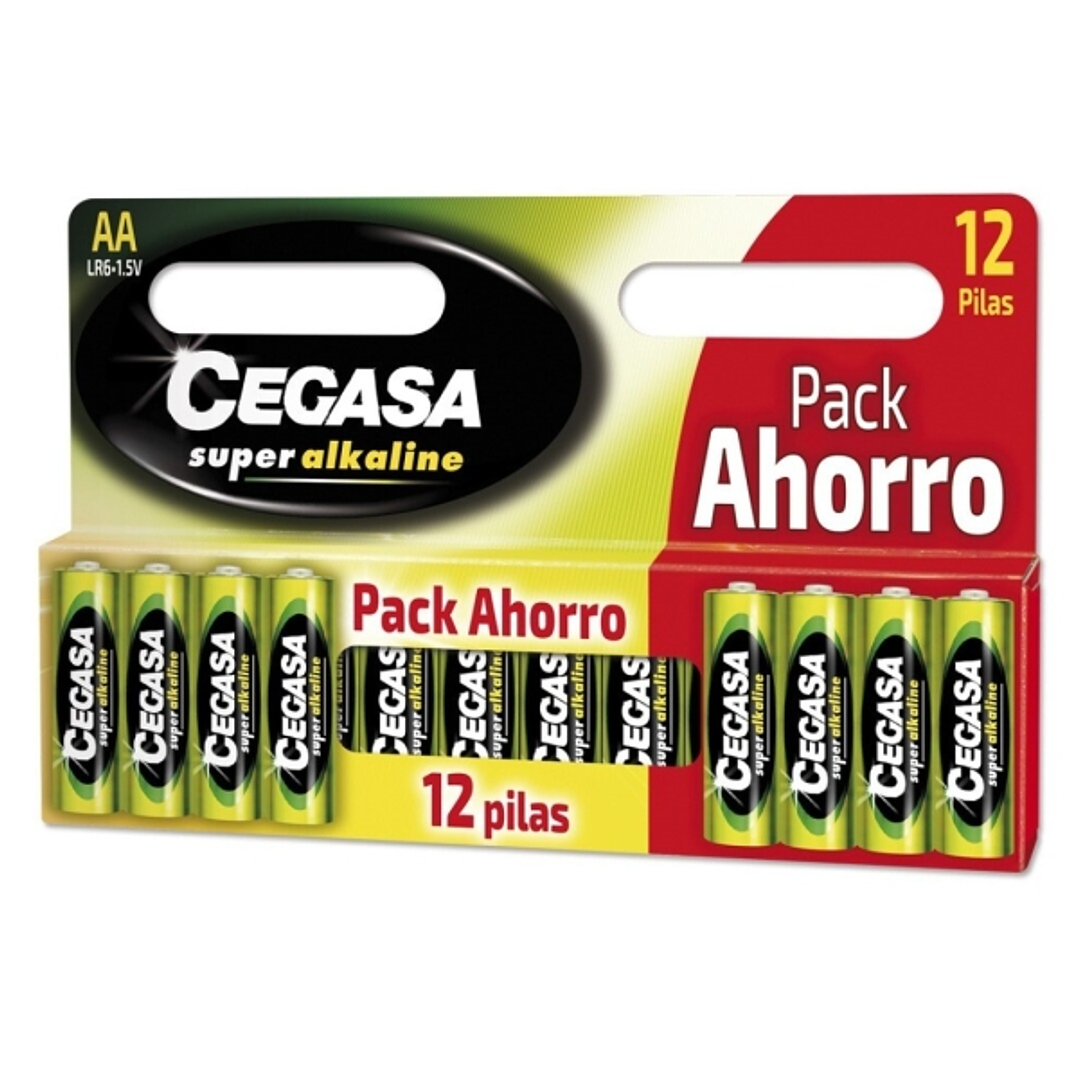 Cegasa Super Alcaline Pack de 12 Pilas LR06 AA - Alta Tecnologia - Fiabilidad - Elevado Rendimiento - Maximas Prestaciones 1