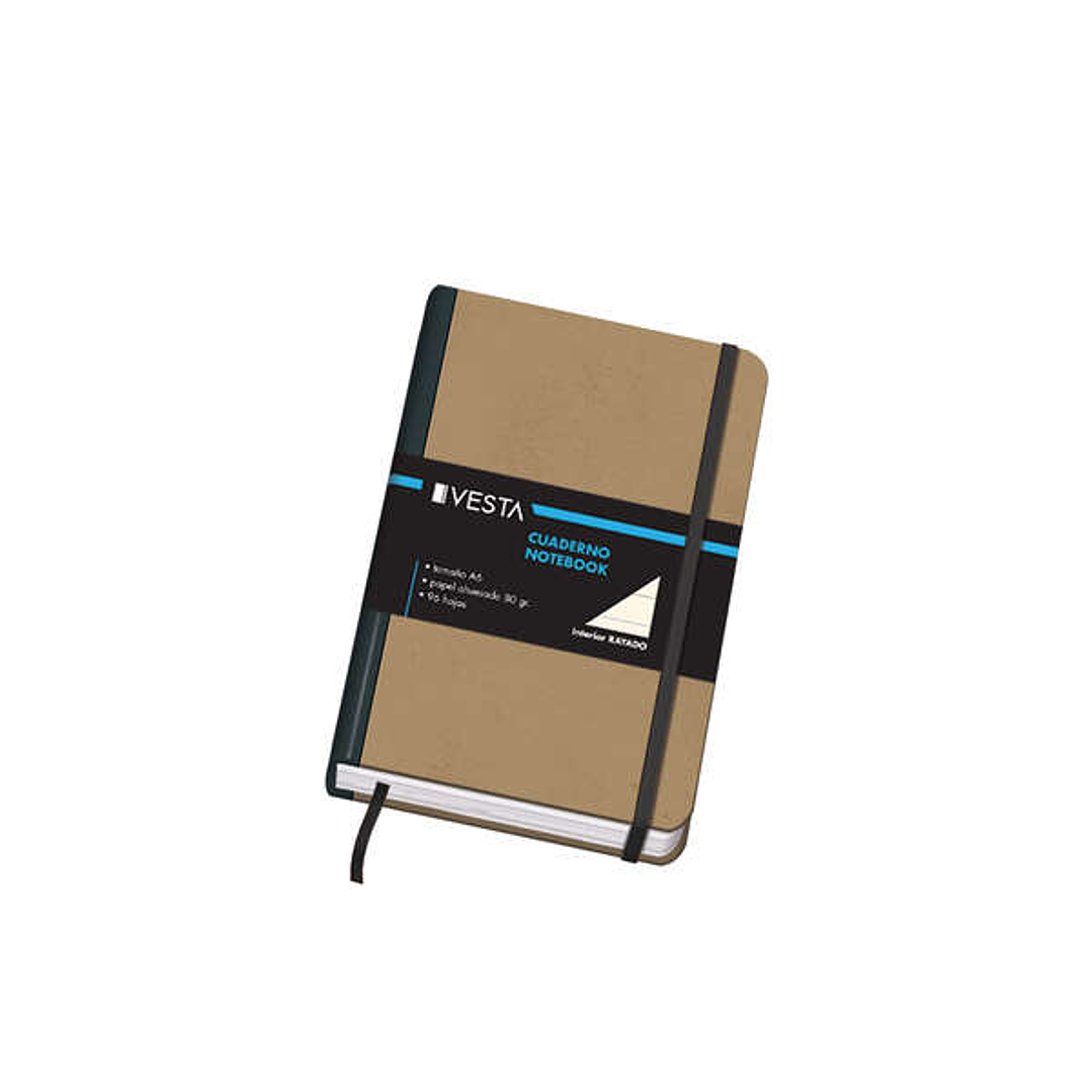 Dohe Cuaderno Cartone con Puntas Redondeadas - 96 Hojas de Papel Ahuesado de 80gr - Tapa en Tres Piezas con Lomera de Tela - Cierre de Gomas y Cinta d 1