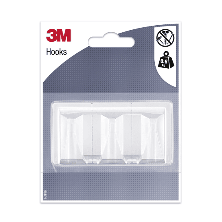 3M Gancho Adhesivo Rectangular - Formato L - Soporta hasta 0.6kg - Color Blanco 1