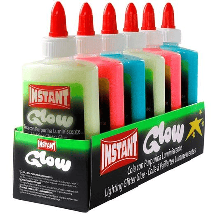 Instant Glow Cola Luminiscente 147ml - Apto para Uso Infantil y/o Domestico - Sin Disolventes - 3 Colores Surtidos Luminiscentes 1